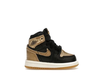 Детские кроссовки Jordan 1 Retro High OG, черно‑золотые