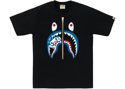 Мужская футболка Bape ABC Camo Milo Shark (SS25), черно-синяя