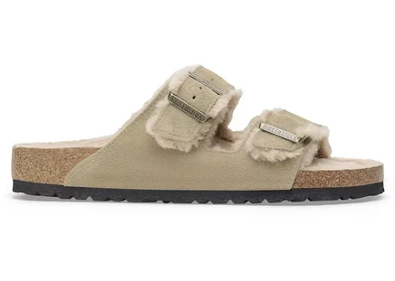 Сандалии Birkenstock Arizona Shearling замшевые, тауп