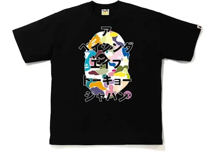 Мужская футболка Bape Katakana RLX Multi Camo, черная
