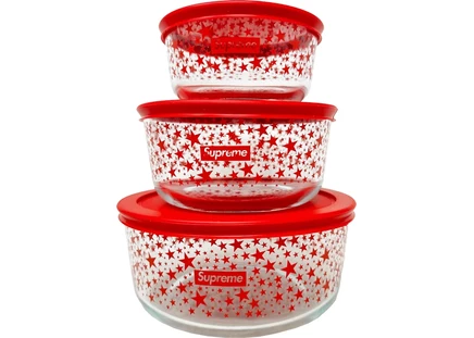 Набор из 3 мисок Supreme Pyrex с крышками, красный