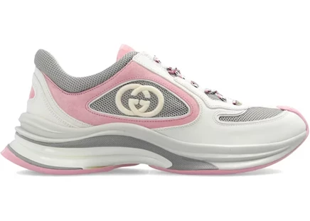 Женские кроссовки Gucci Run, слоновая кость/розовый/серый