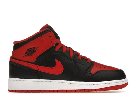 Детские кроссовки Jordan 1 Mid Alternate Bred, черно-красные