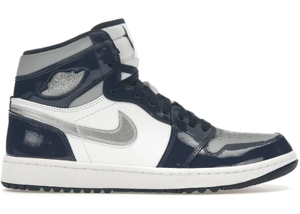 Кроссовки Jordan 1 Retro High Golf, бело-сине-серебристые