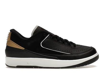 Женские кроссовки Jordan 2 Low, черные с золотистым