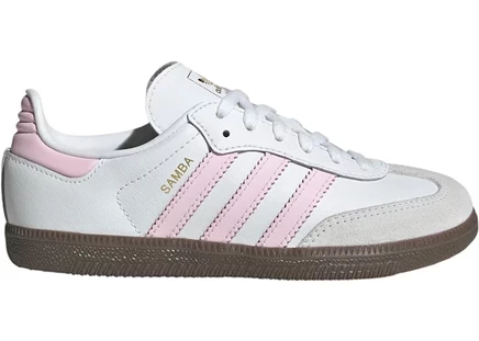 Детские кроссовки Adidas Samba OG, бело-розовые