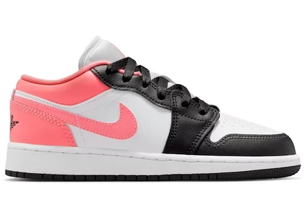 Детские кроссовки Jordan 1 Low GS, черно-бело-розовые