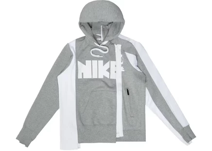 Унисекс худи Nike x Sacai Double Zip, темно‑серый меланж/белый
