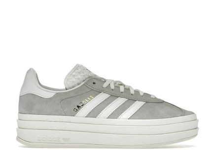 Женские кроссовки Adidas Gazelle Bold низкие замшевые, серо-белые