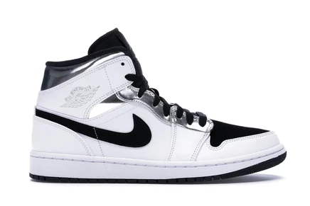 Мужские кроссовки Jordan 1 Mid, белые/серебристо-черные