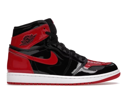 Мужские лаковые кроссовки Jordan 1 Retro High OG Patent Bred, черно-красные