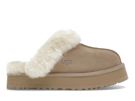 Женские тапочки UGG Disquette замшевые с подкладкой из овчины на платформе, песочные