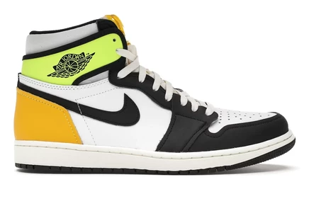 Мужские кроссовки Jordan 1 Retro High, бело-черные с Volt и University Gold