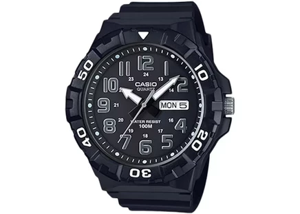 Мужские часы Casio MRW-210H-1AV кварцевые, корпус и ремешок из смолы, черные