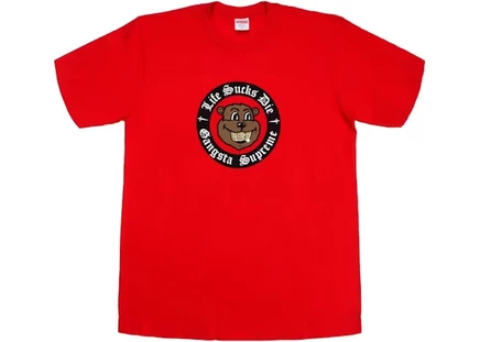 Унисекс футболка Supreme Life Sucks Die, красная