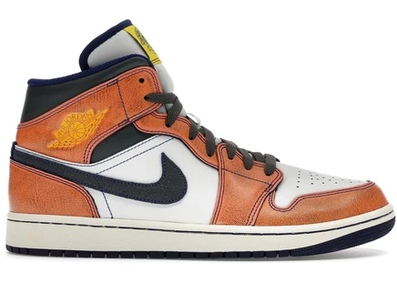 Кроссовки Jordan 1 Mid SE, бело-красно-сине-серые
