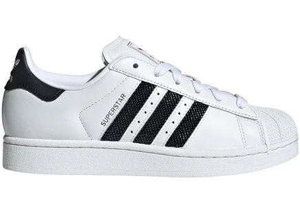 Женские кроссовки Adidas Superstar II с бисерными полосами, бело-черные