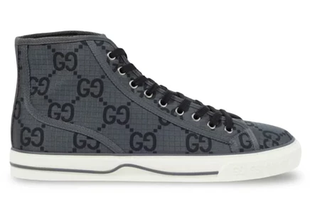 Мужские кроссовки gucci tennis 1977 high gg monogram, черные