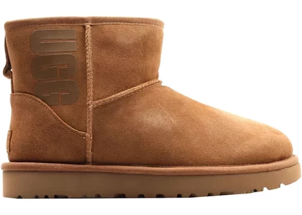 Женские ботинки Ugg Classic Mini Rubber Logo, каштановые