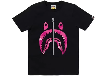 Женская футболка BAPE Color Camo Shark, черно-розовая