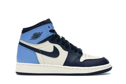 Детские кроссовки Jordan 1 Retro High Obsidian, бело-синие