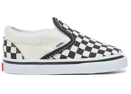 Детские слипоны Vans Slip-On Checkerboard, черно-белые