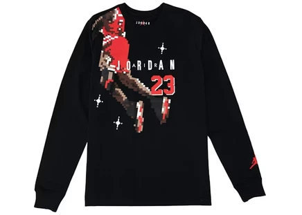 Мужской лонгслив Nike Jordan Slam Dunk Contest Pixel, черно-красный