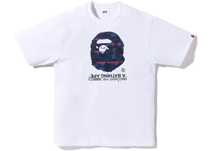 Мужская футболка Bape x CDG Osaka, бело-темно-синяя