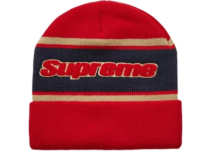 Унисекс шапка-бини Supreme Chenille Stripe, красная