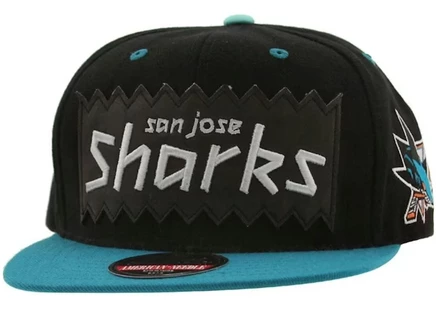 Унисекс кепка American Needle San Jose Sharks ретро, черно-бирюзовая