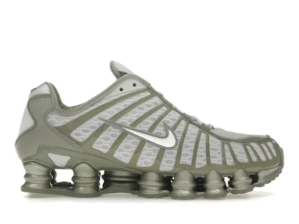 Женские кроссовки Nike Shox TL, светло-оливковые с серебристым