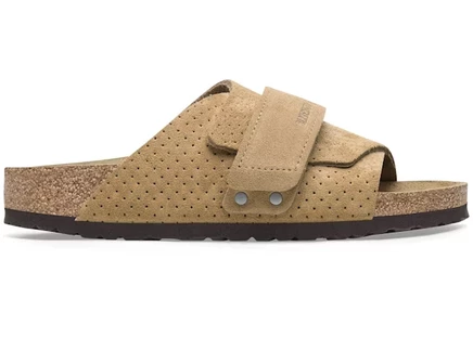 Клоги Birkenstock Kyoto из замши с тиснением, бежевые