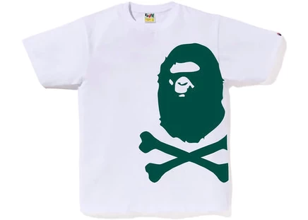 BAPE Big Ape Crossbone Pigment Print Tee White Green white green