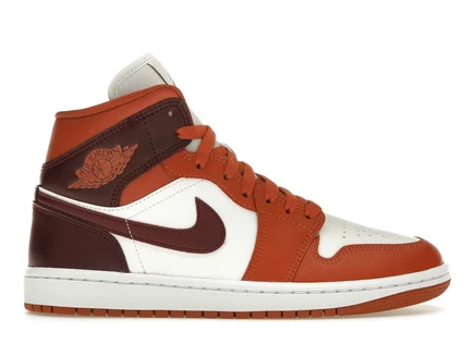 Женские кроссовки Jordan 1 Mid, пыльно-персиковые/бордовые