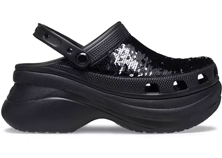 Женские сабо crocs classic bae с пайетками, черные