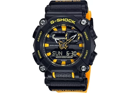 Мужские часы Casio GA900A-1A9, кварцевые, 50 мм, корпус и ремешок из смолы, цифровые