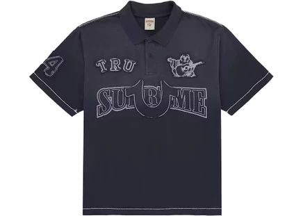 Мужское поло Supreme True Religion Applique, темно-синее
