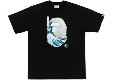 Мужская футболка Bape x Ukiyo-E Ape Head 1, черная