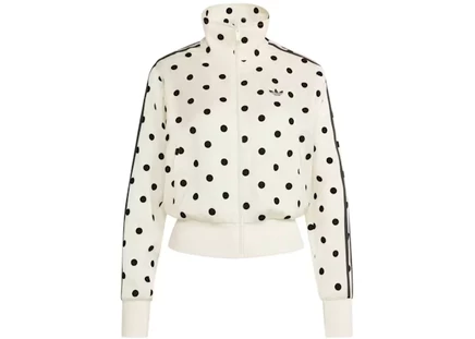 adidas Women's Satin Polka Dots TT Track Jacket Off White off white