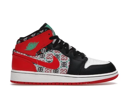 Детские кроссовки Jordan 1 Mid SE «Ugly Christmas Sweater», мультицвет