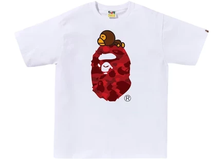 BAPE Color Camo Milo On Big Ape Tee White/Red white/red