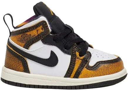 Детские кроссовки Jordan 1 Mid SE Orange Wear Away