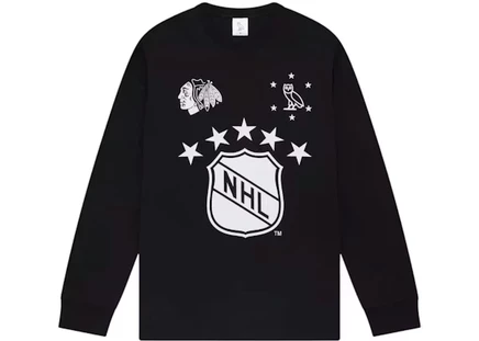 Мужская футболка ovo x nhl blackhawks, черная