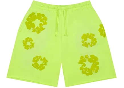 Мужские шорты Denim Tears Mono Cotton Wreath, неон-зеленые