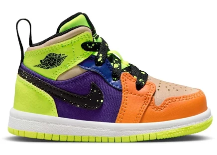 Детские кроссовки Jordan 1 Mid SE, Volt/оранжевые