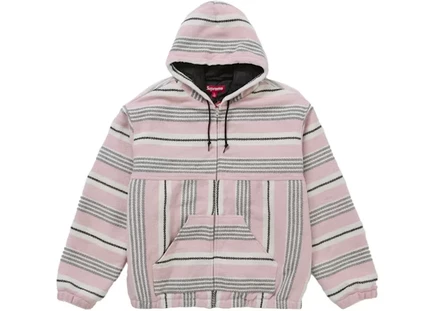Мужская куртка с капюшоном supreme woven stripe, розовая