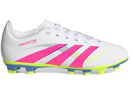 Детские футбольные бутсы Adidas Predator Club FG/MG, белые/розовые/лимонные