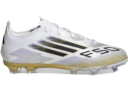 Детские футбольные бутсы Adidas F50 Elite FG, бело-черно-золотые
