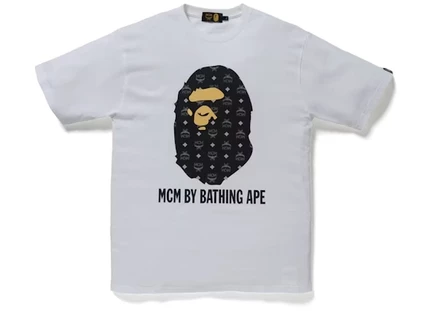 Мужская футболка BAPE x MCM By Bathing, бело-черная