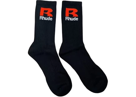 Мужские носки Rhude R Sock, черно-оранжевые